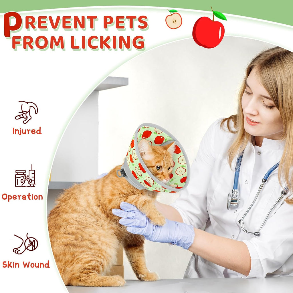 Cat Cone Collar Soft to Stop Licking, Adjustable, Foldable Lightweight Kitten Cones After Surgery Recovery for Cats & Kittens, Cat Cone Alternative, Easy Eating (AppleRed, L)