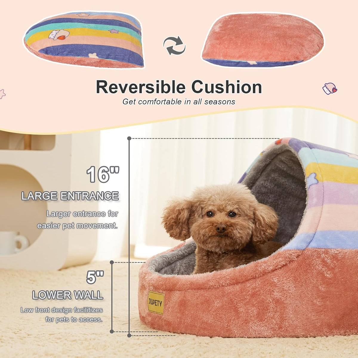 Cute Cat Beds for Indoor Cats, Cat Cave Bed for Kittens, Hideaway Cat House