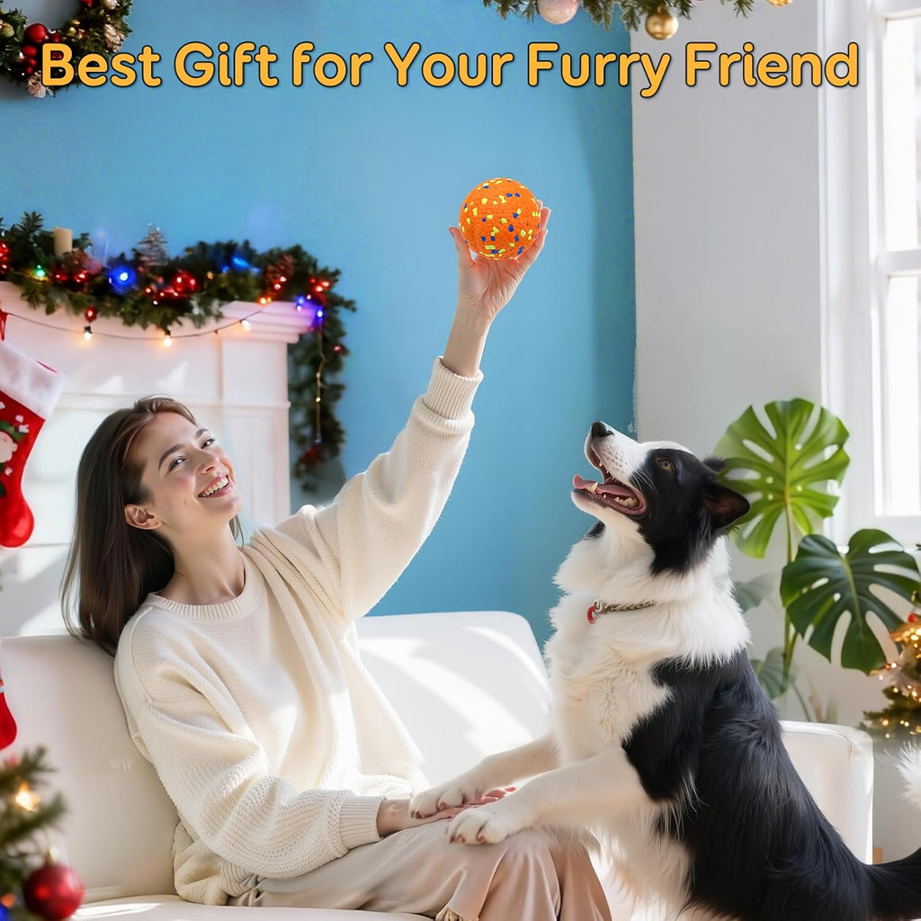 Kimee Dog Balls Tennis Balls for Aggressive Chewers, ETPU Balls 4 Pcs 2.75" | Indestructible Dog Chew Toys Tennis Balls High Bouncy Floating Dog Water Balls Fetch Toys for Small Medium Large Puppies