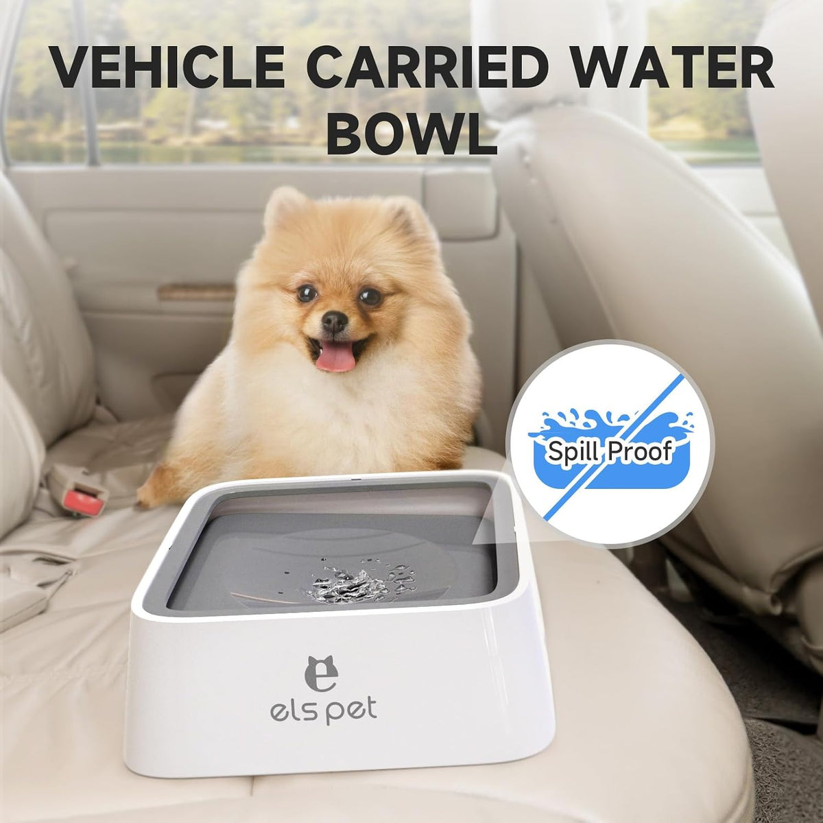 ELS PET Grey 70oz 2L No Spill Dog Cat Bowl Carbon Filter Water Dispenser | 70oz 2l, floating disk slow drink, activated carbon filter, dual spill proof, anti slip, dishwasher safe, medium large dogs 