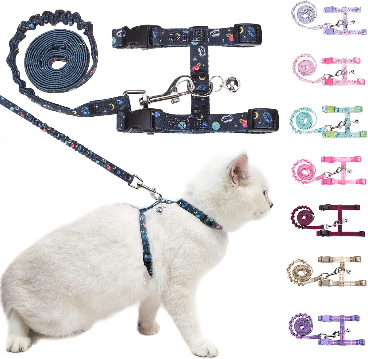 BEAUTYZOO Cat Harness and Leash Set, Escape Proof for Walking Travel, Black
