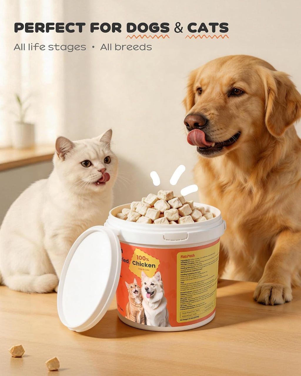 Freeze Dried Chicken Treats for Cats & Dogs, 17.64 oz(1.1LB)