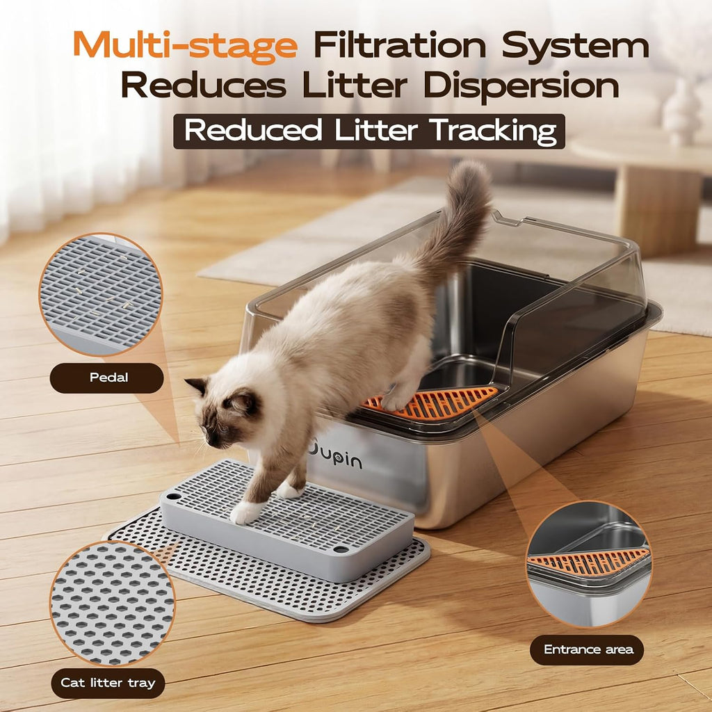 2 Pack Stainless Steel Litter Box - XXL Cat Litter Box