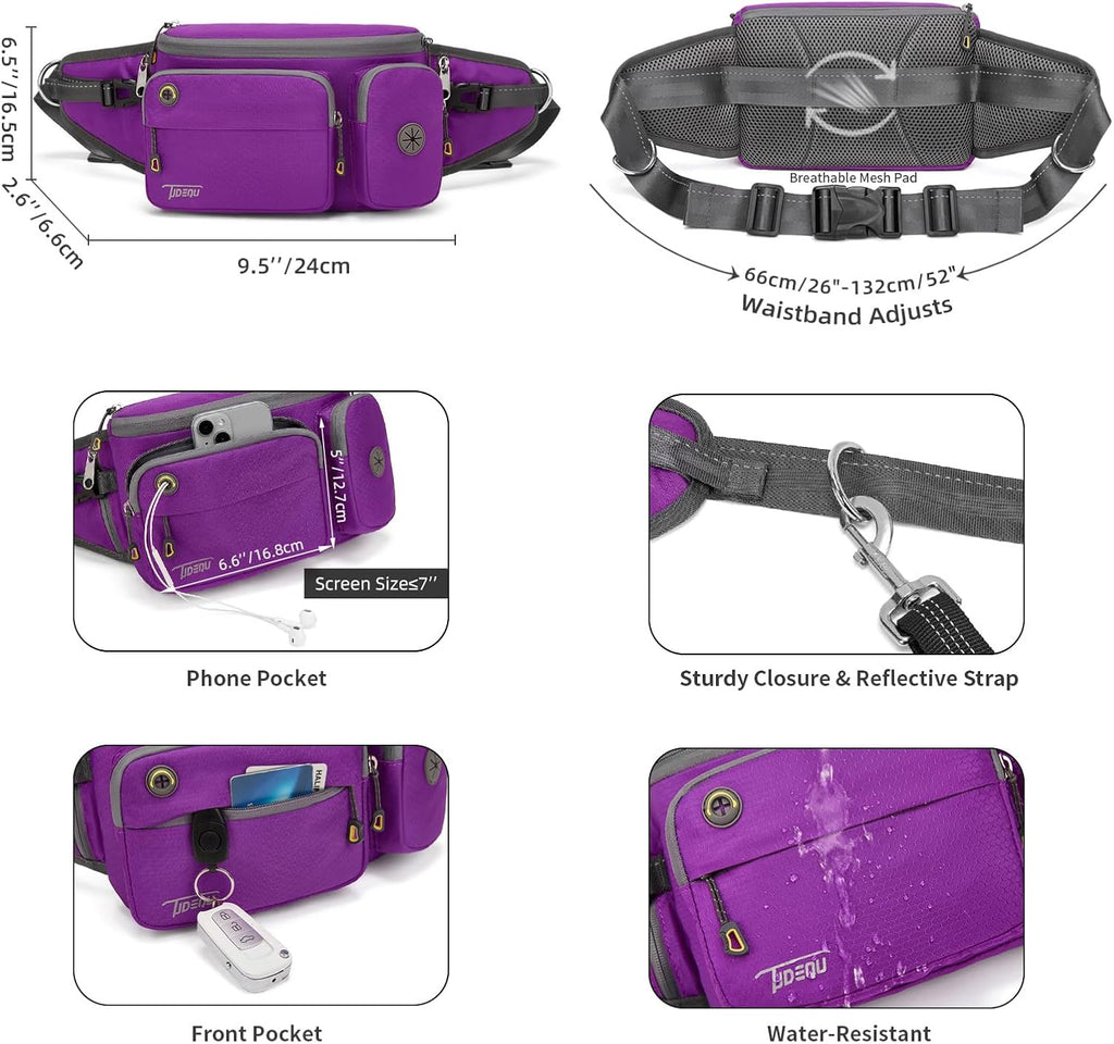 TUDEQU 4-in-1 Hands Free Dog Leash with Large Fanny Pack for Large Dogs