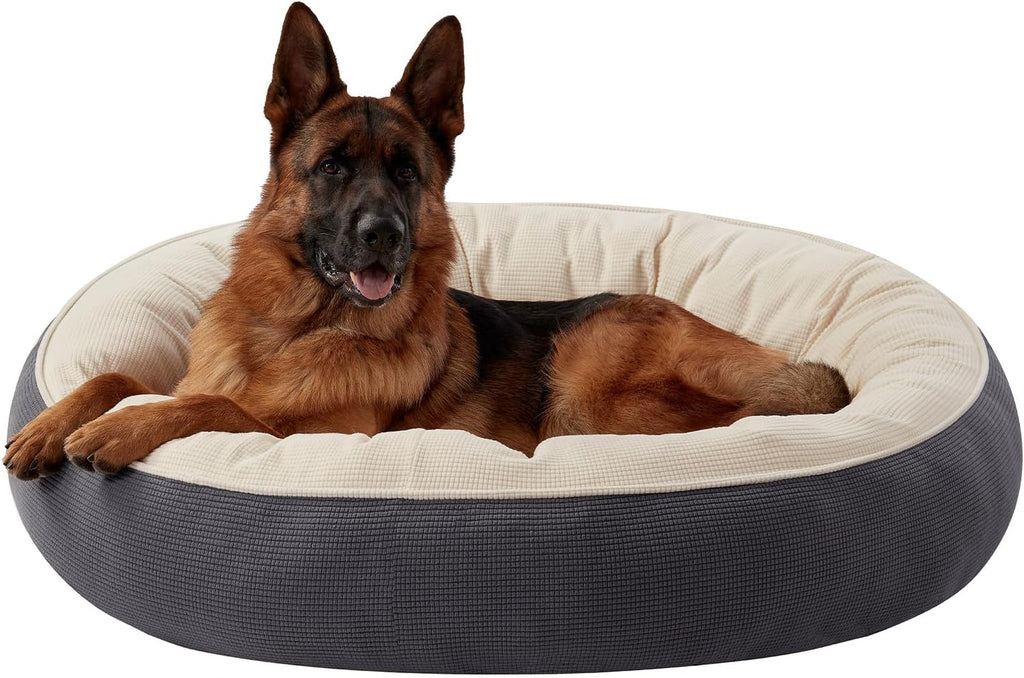 45 inch Soft Touch Fleece Donut Dog Bed for Extra Large Dogs,Grey