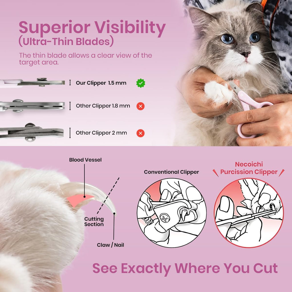 Necoichi Purrcision Stainless Steel Cat Nail Clipper, Made in Japan (Lilac)