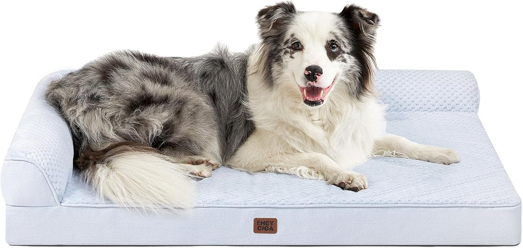 EHEYCIGA Memory Foam Dog Bed for Crate, L Plus Dog Bed, Washblue