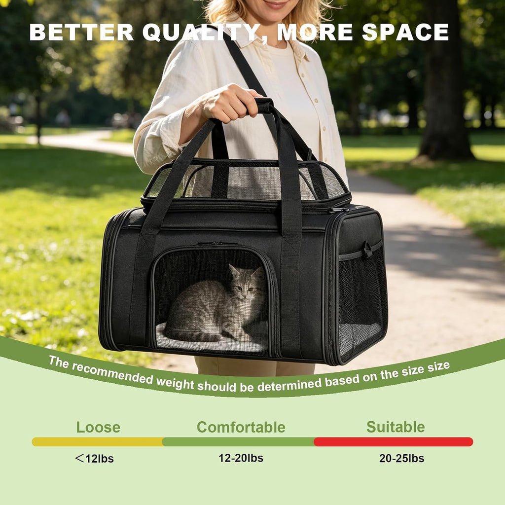 Pet Cat Dog Carrier, Puppy Crate Cage Bag, Large Expandable Travel Backpack