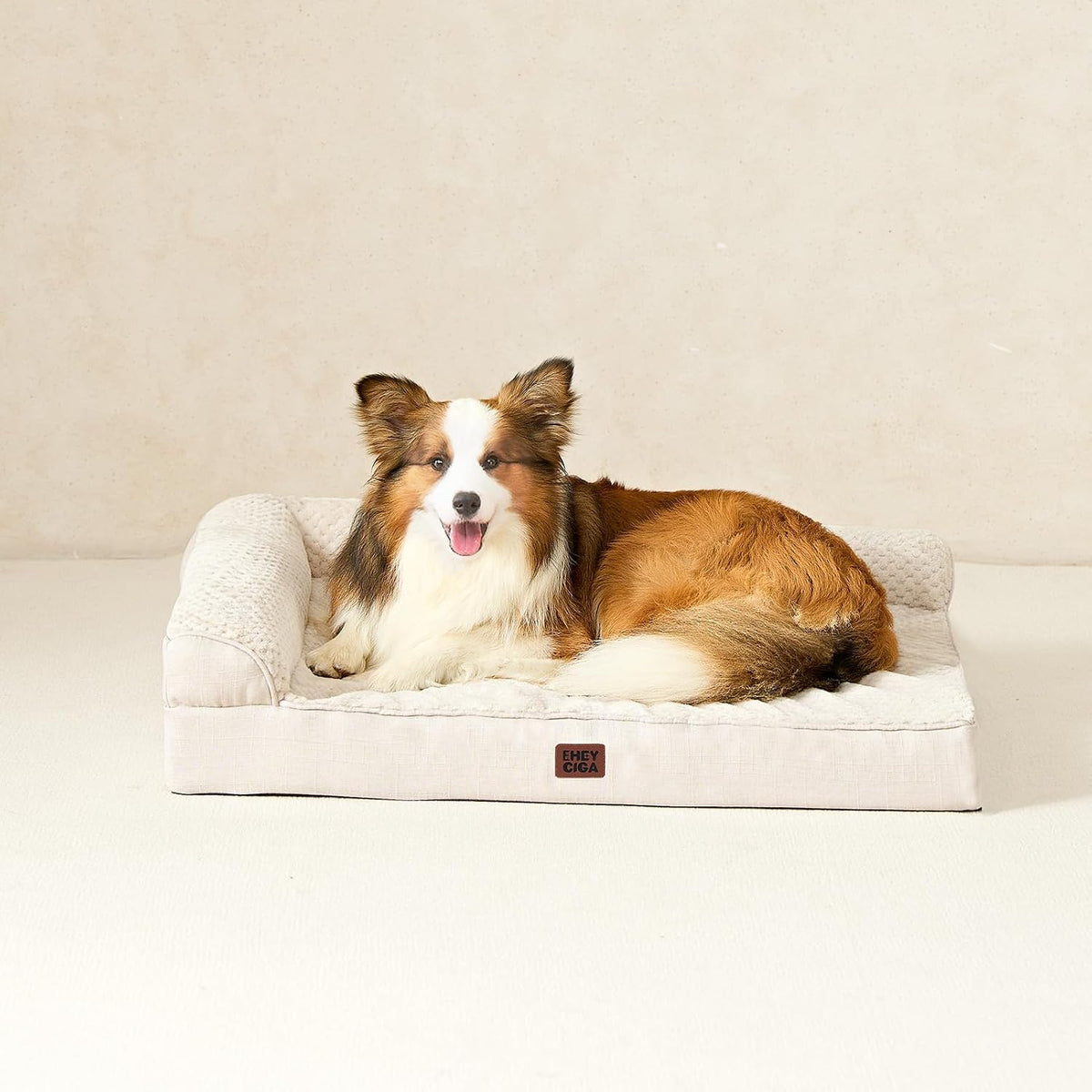 EHEYCIGA Orthopedic Dog Bed Medium Size, Memory Foam Dog Bed, Beige