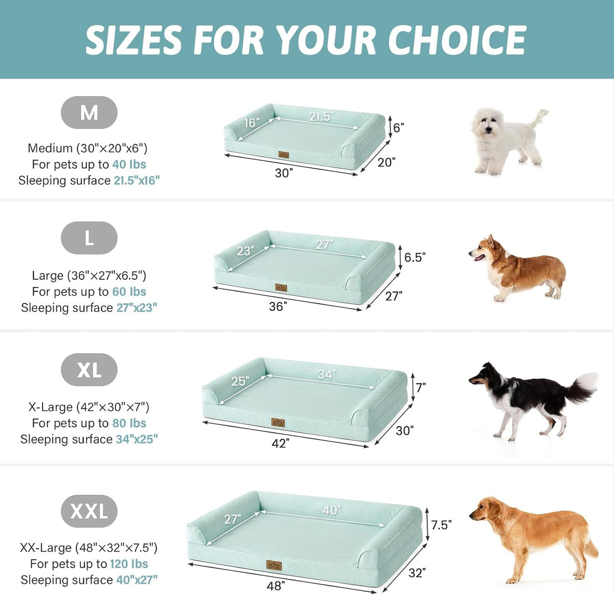 COZY KISS Cooling Dog Bed for Extra Large Dogs, 48" Orthopedic Pet Sofa