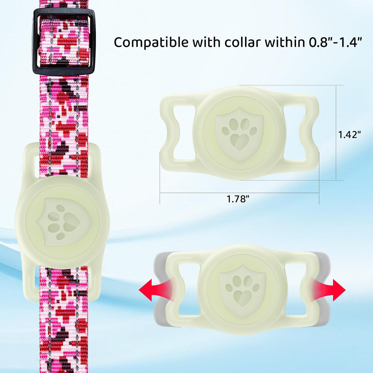 IP68 Waterproof AirTag Holder for Dog Collar, Silicone, Lum