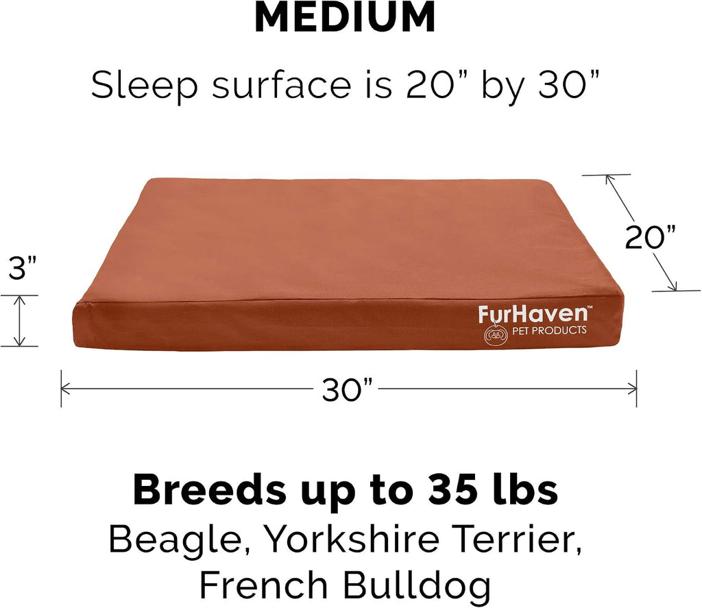 Furhaven Replacement Dog Bed Cover Water-Resistant Indoor/Outdoor Logo Print Oxford Polycanvas Mattress, Washable - Chestnut, Medium