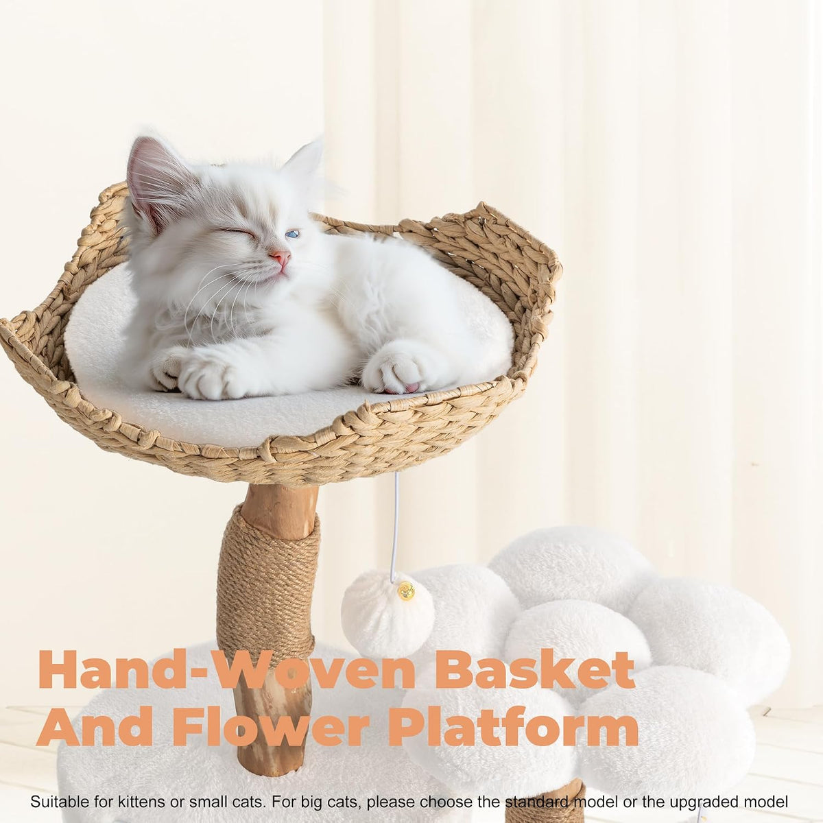 Easyego Modern Cat Tree, 26.3" Aesthetic Wood Cat Tree Tower for Small Cats