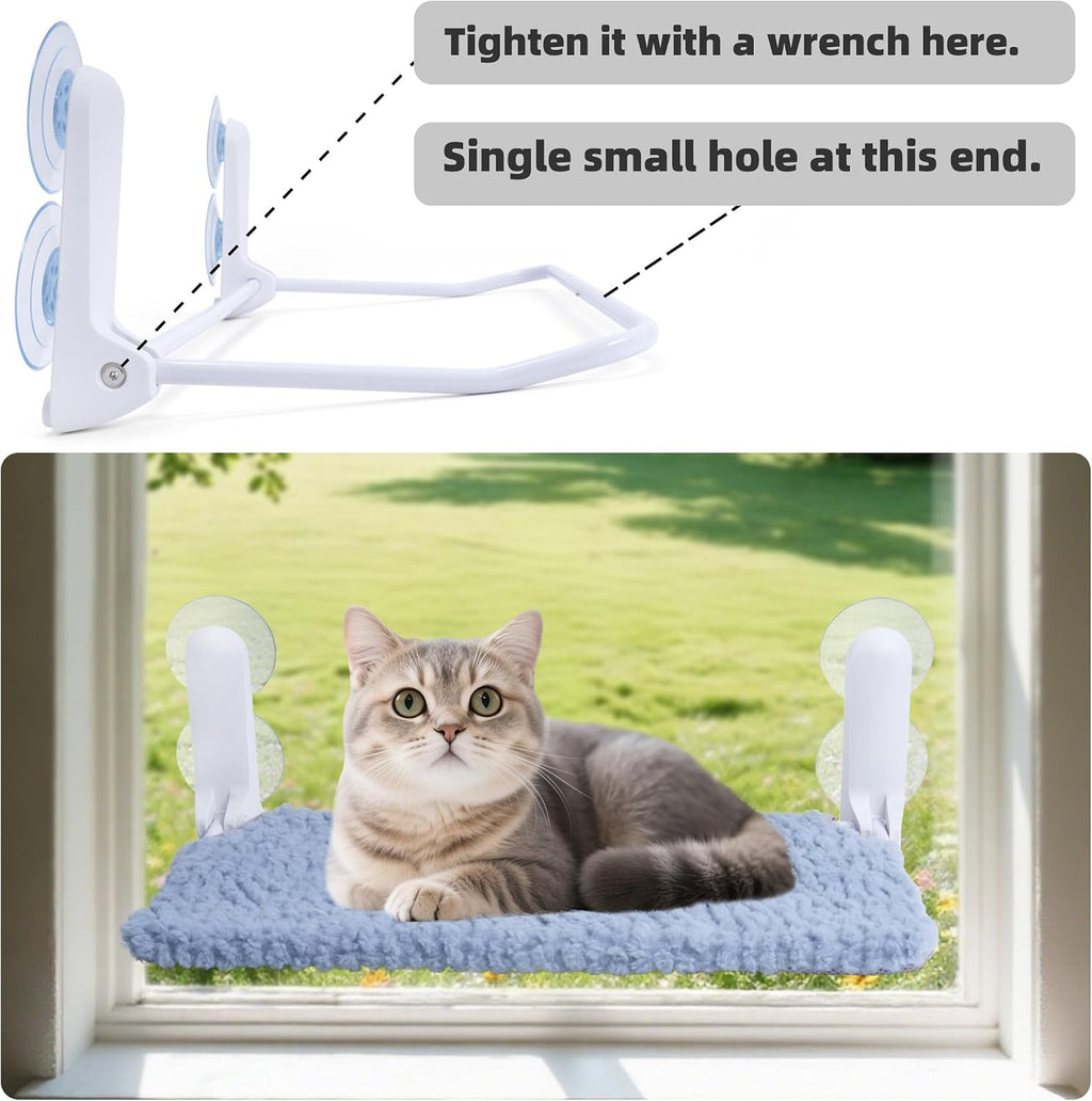 AIWIKIDE Cat Window Perch, Easy Install Bracket, Portable Wall Hammock for Indoor Cat, Light Blue