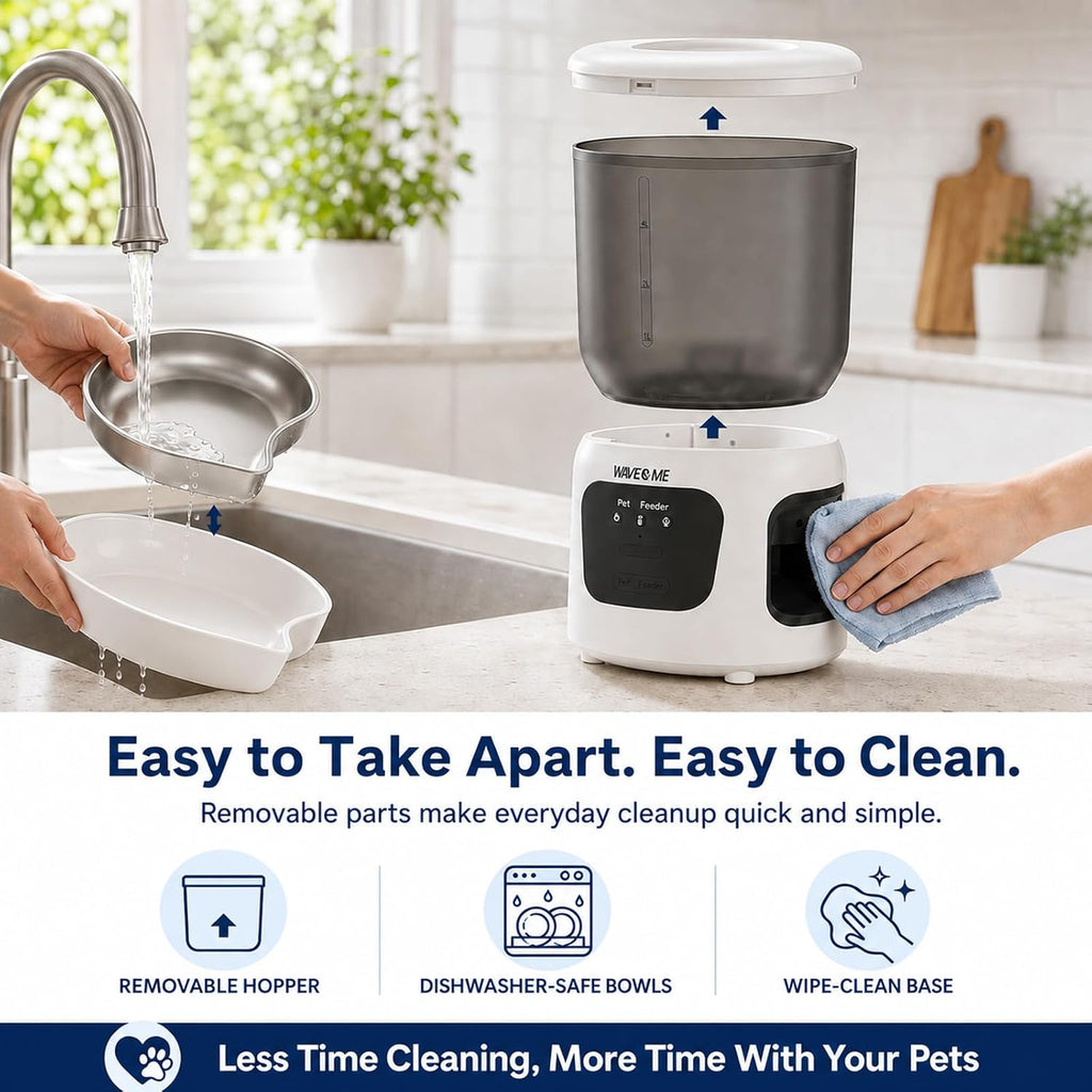 Automatic Cat Feeder for 2 Cats with Dual Cameras, 6L Dual Bowl Pet Feeder