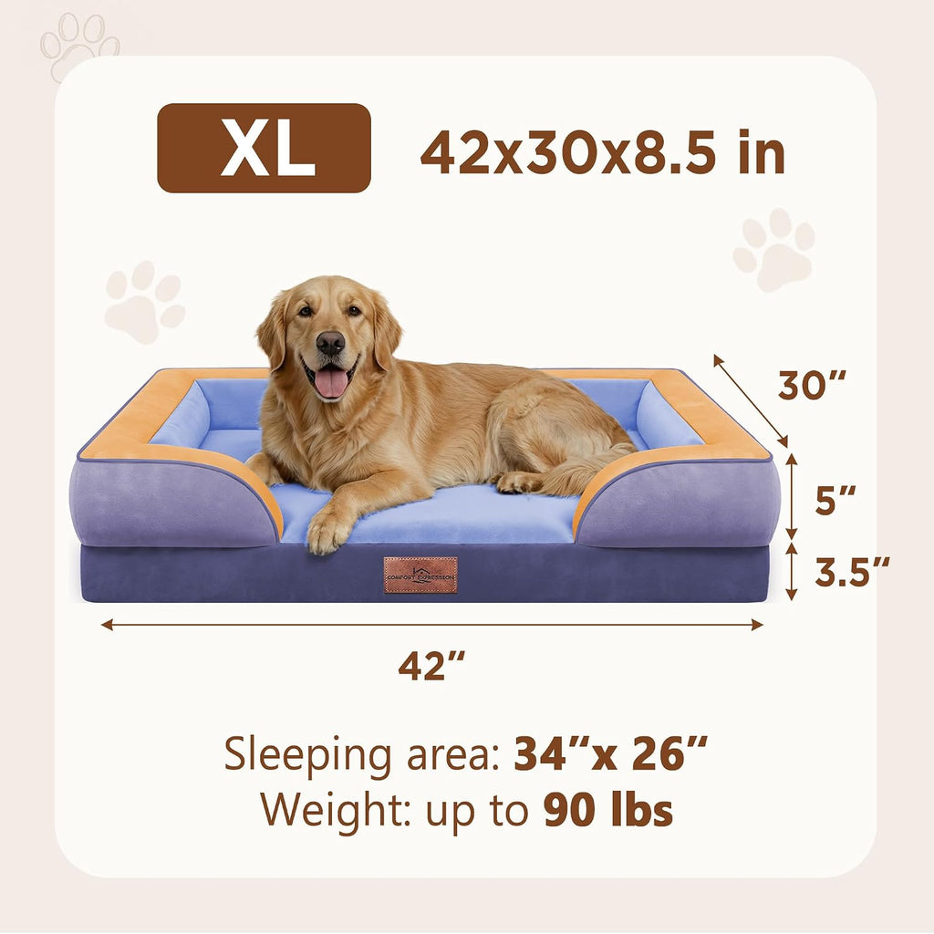 Comfort Expression Orthopedic Dog Bed for Extra Large Dogs with Bolster