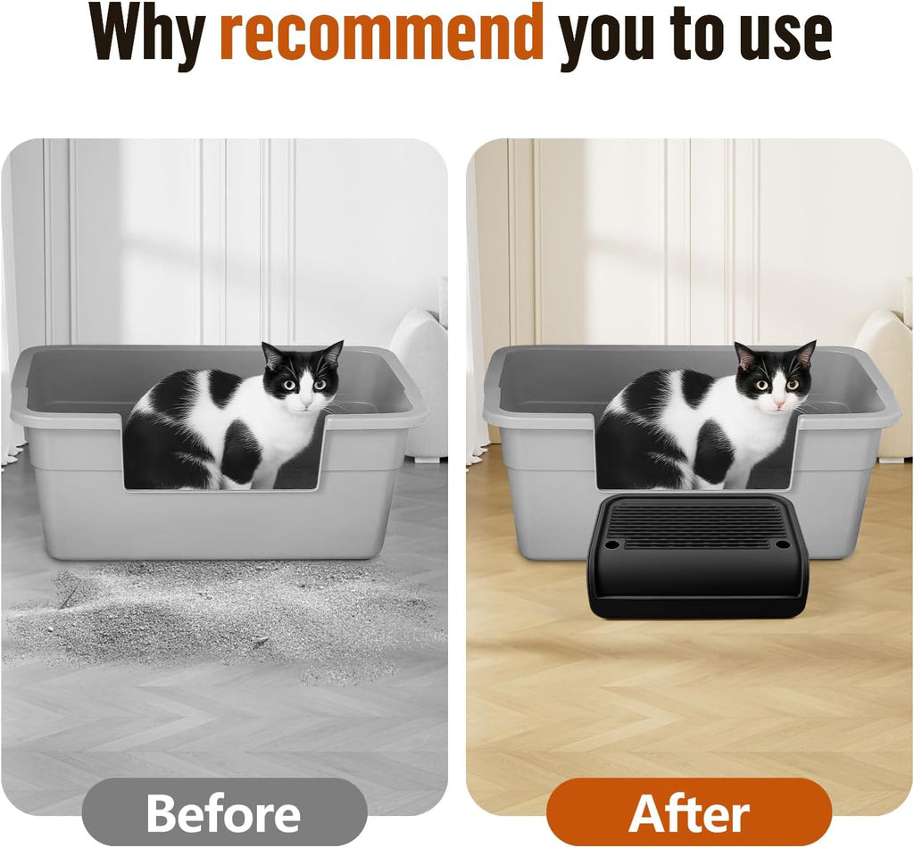 Cat Step for Litter Box, Litter Box Ramp with Filter Function, Black