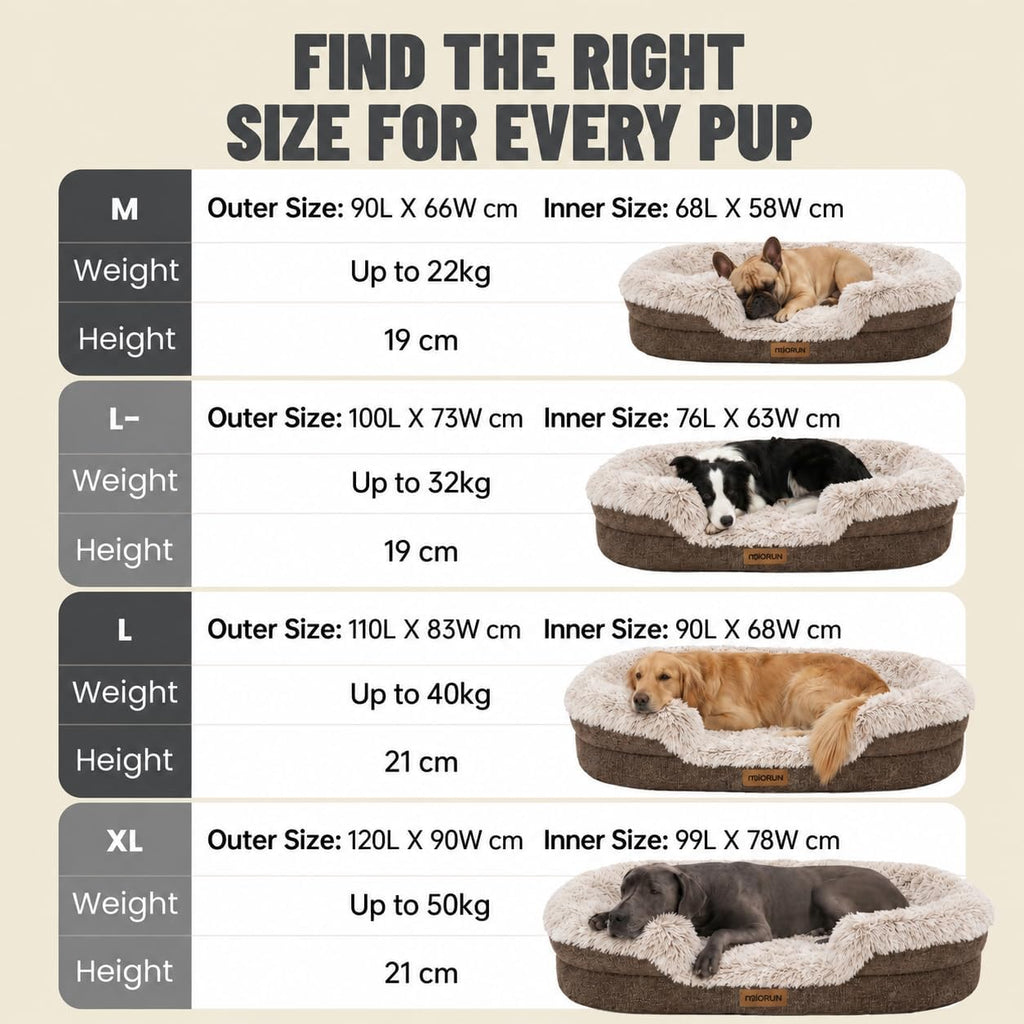 Miorun Fluffy Orthopedic Dog Beds Large Sized Dog, 40" Bolster Sofa Bed