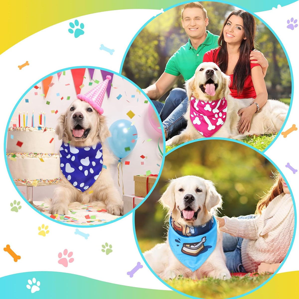 Huhumy 150 Pcs Paw Dog Bandanas Bulk Pet Paw Grooming Bandanas for Dogs