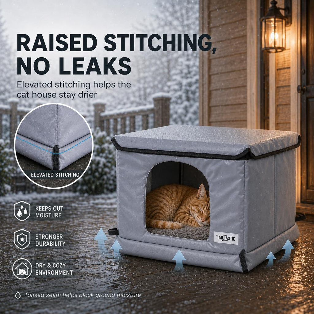 Tailtastic Outdoor Cat House with Seamless Sloped Roof, Insulated, Grey