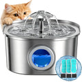 PEKTACO Cat Water Fountain, 3.2L Stainless Steel Pet Fountain, 3 Filters