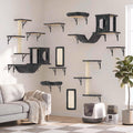 12-in-1 Cat Wall Shelves, Luxury Wall-Mounted Cat Shelves, Dark Gray