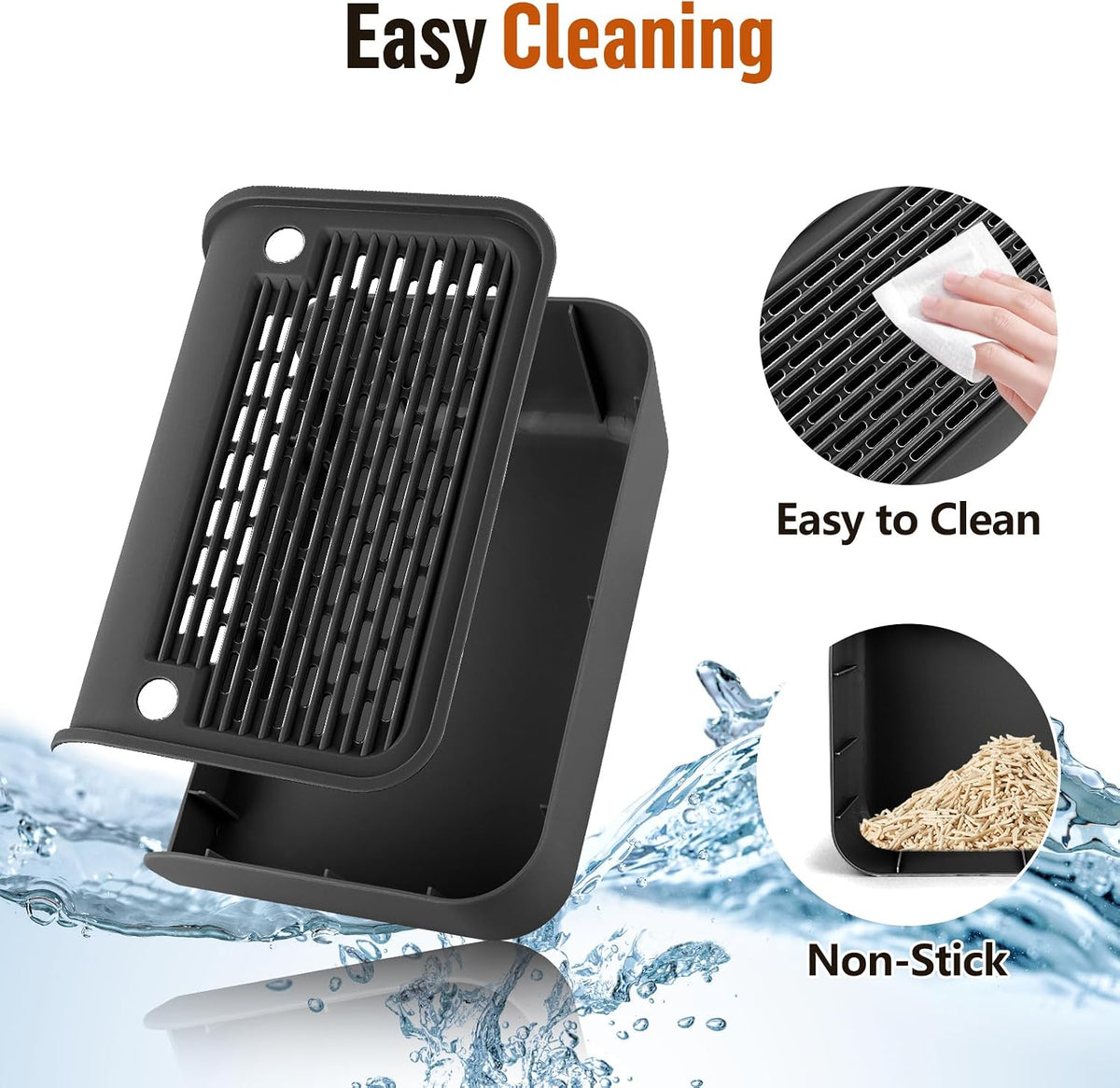Cat Step for Litter Box, Litter Box Ramp with Filter Function, Black