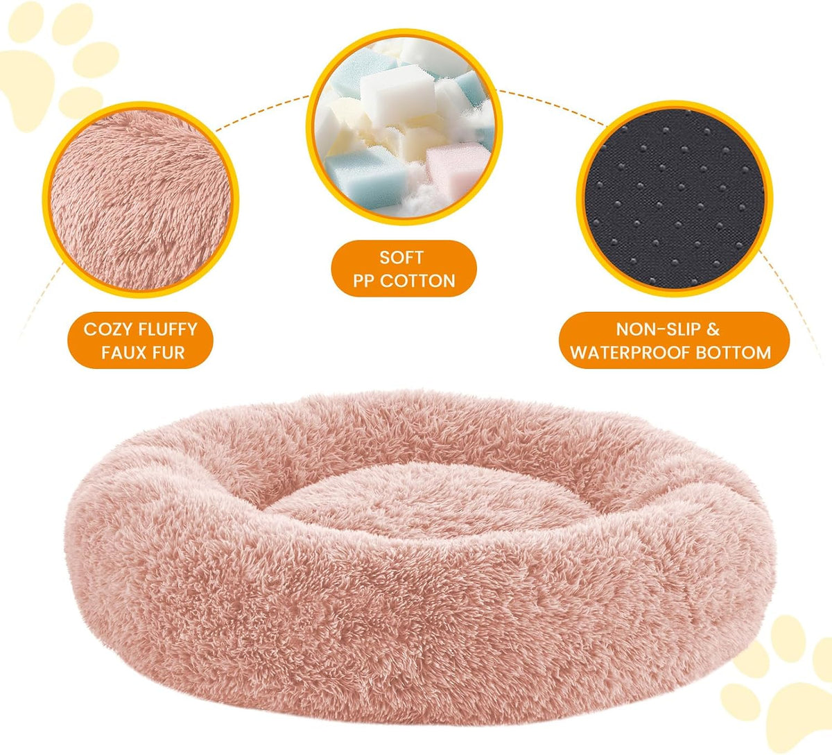 Calming Dog Bed Anti-Anxiety Donut Dog Beds for Small Medium Large Dogs,Washable Plush Fluffy Indoor Cat Kitten Round Cuddler Cushion (Pink, XX-Large)