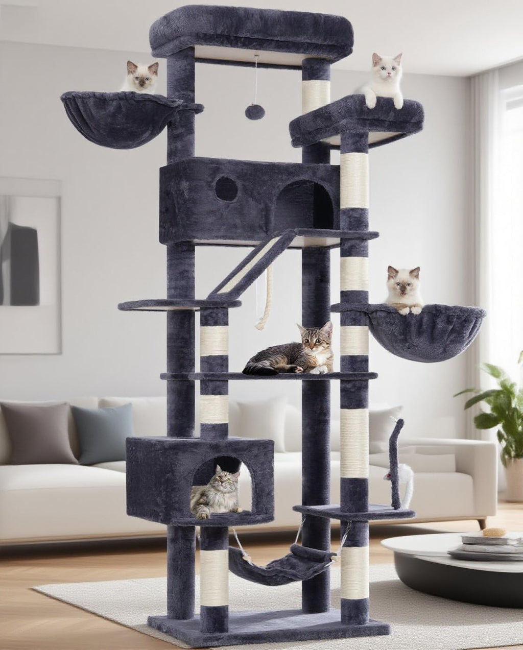 Gitelsnour Tall Cat Tree Tower for for Multiple Cats, Large Condo, GCT031G