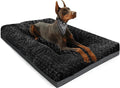 POCBLUE Deluxe Washable Dog Bed for Medium/Large Dogs Dog Crate Mat 35 Inch Comfy Fluffy Kennel Pad Anti-Slip for Dogs Up to 60 lbs, 35" x 23", Black