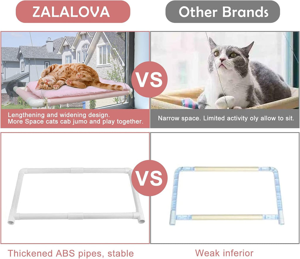 Cat Window Perch, Cat Hammock w/Fleece Blanket, Screw Suction Cups, Pink