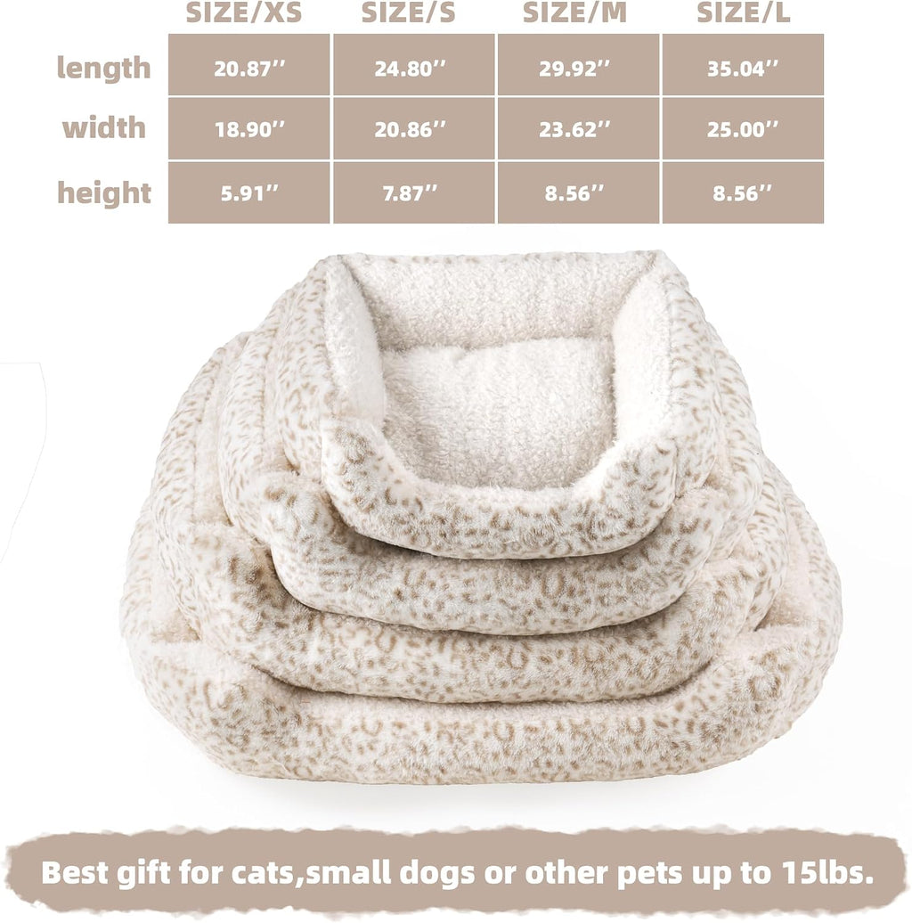 Smouatou Dog Soft Bed, Anti-Anxiety Puppy Cuddler Bed for Puppy Dog and Cat (Beige, M)