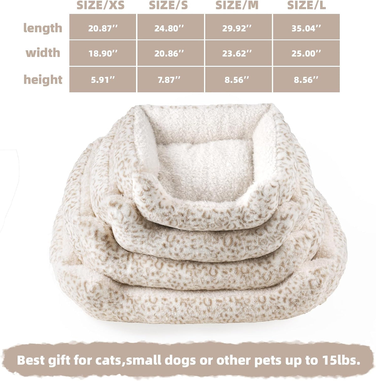 Smouatou Dog Soft Bed, Anti-Anxiety Puppy Cuddler Bed for Puppy Dog and Cat (Beige, M)
