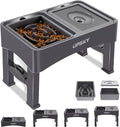 UPSKY 2-in-1 Elevated Dog Bowls Set with 4 Height Adjustable Stand, Gray