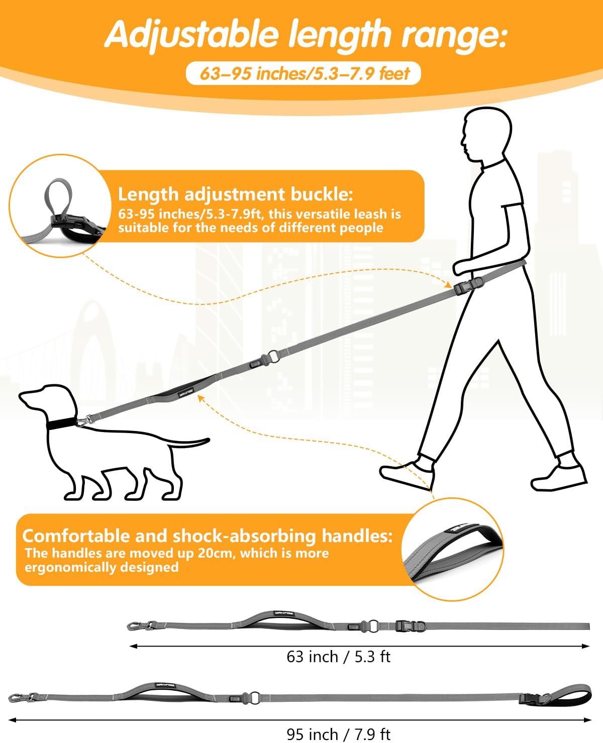 Hands Free Dog Leash, Multifunctional Crossbody Dog Leash