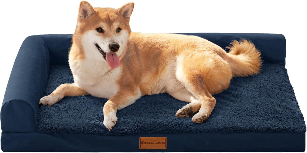 Patas Lague Orthopedic Large Dog Bed Washable Pet Sofa Bed 36X24 Navy Blue