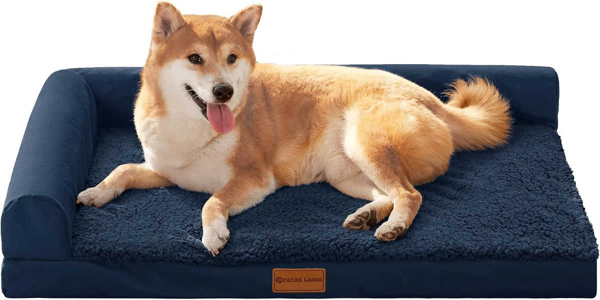 Patas Lague Orthopedic Large Dog Bed Washable Pet Sofa Bed 36X24 Navy Blue