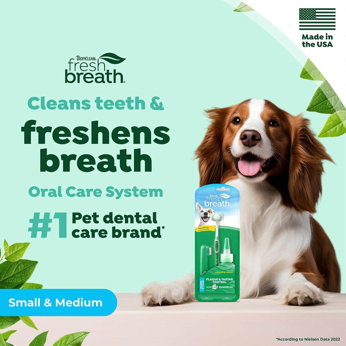 TropiClean Fresh Breath Dog Tooth Brushing Kit for Small/Medium Dogs 
