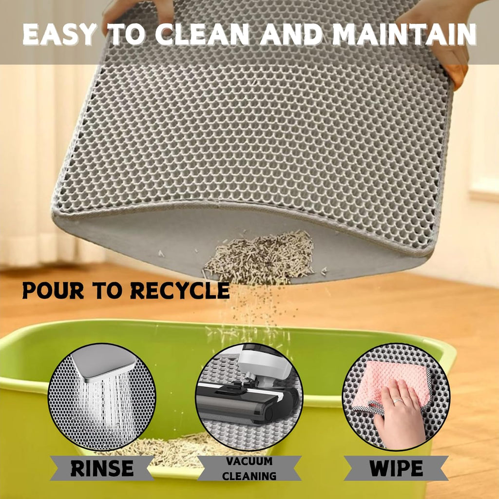 Honeycomb Double Layer Cat Litter Mat, Gray, 36 x 24 Inch, 1 Pack