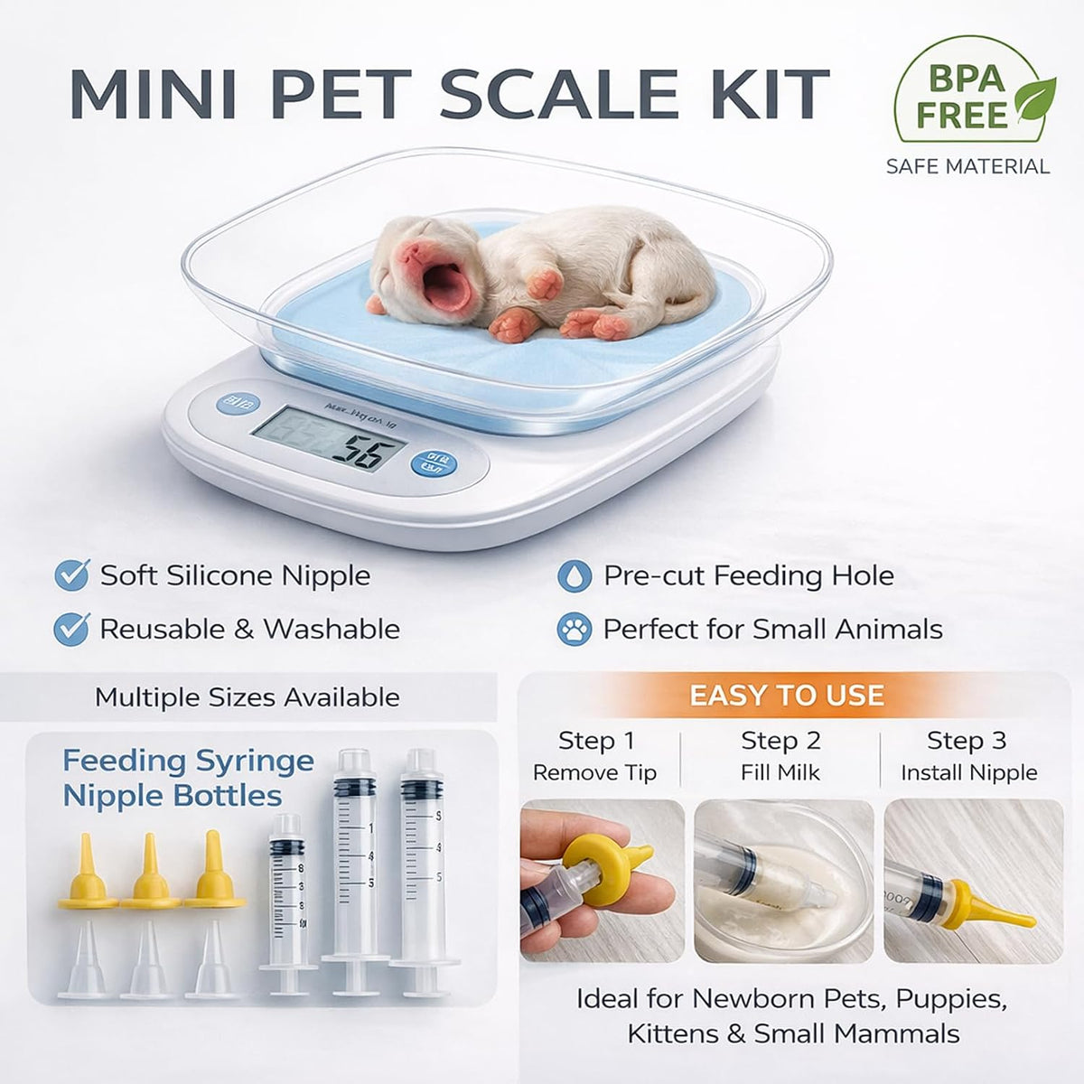 Puppy Kitten Whelping Supplies, Whelping kit for Puppies Birth,Kitten Supplies,Dog Supplies,Puppy kit,Kitten Bottle Feeding kit for New Born Puppy Supplies and Kitten (with Small Animals Scales)