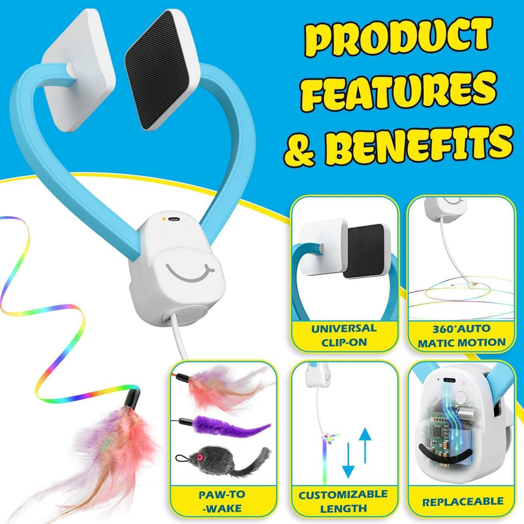 Interactive Automatic Cat Toy, 360° Rotating Feather Wand