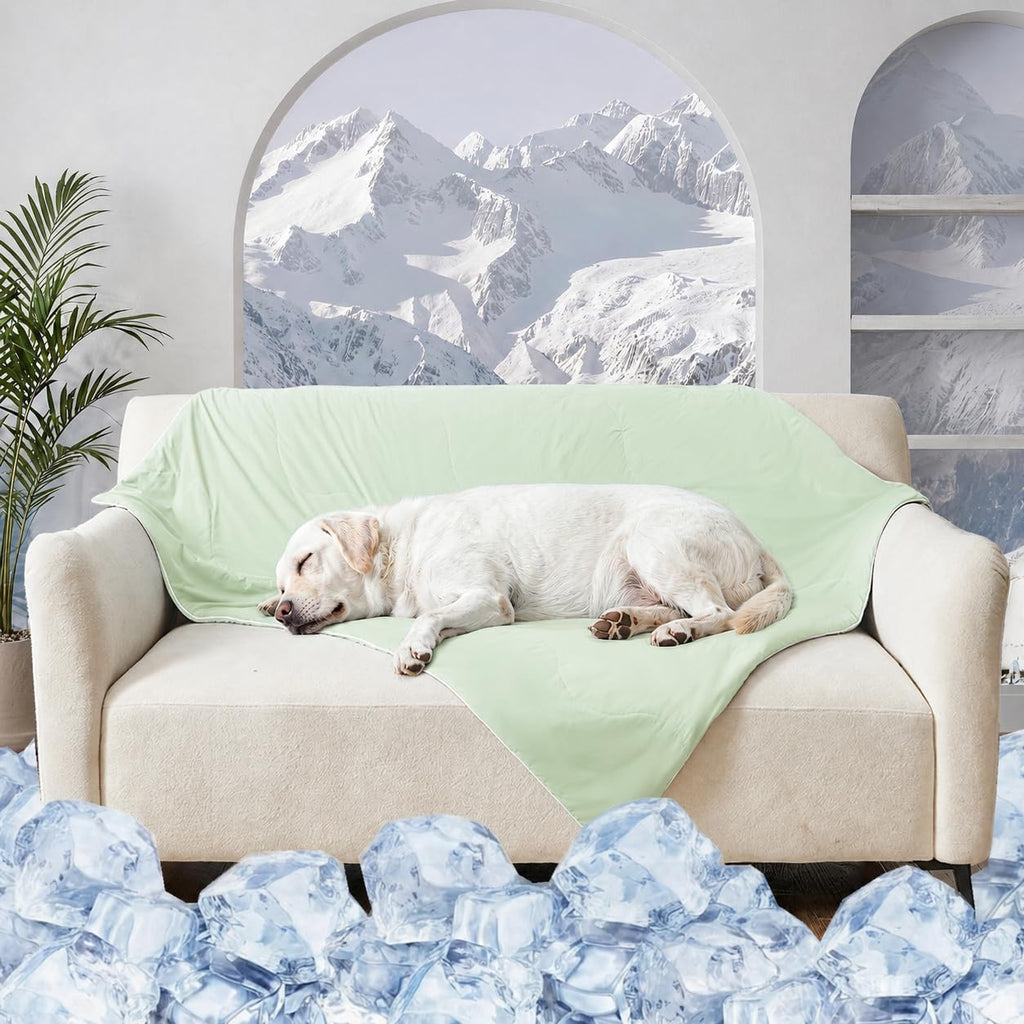 Cooling Blanket for Dogs. Dog Cooling Blankets for Large Dogs, Breathable Cooling Fabric, Cold Washable, Cooling Dog Blanket Durable Scratch-Resistant Soft Fabric for All Seasons, Leafy Green
