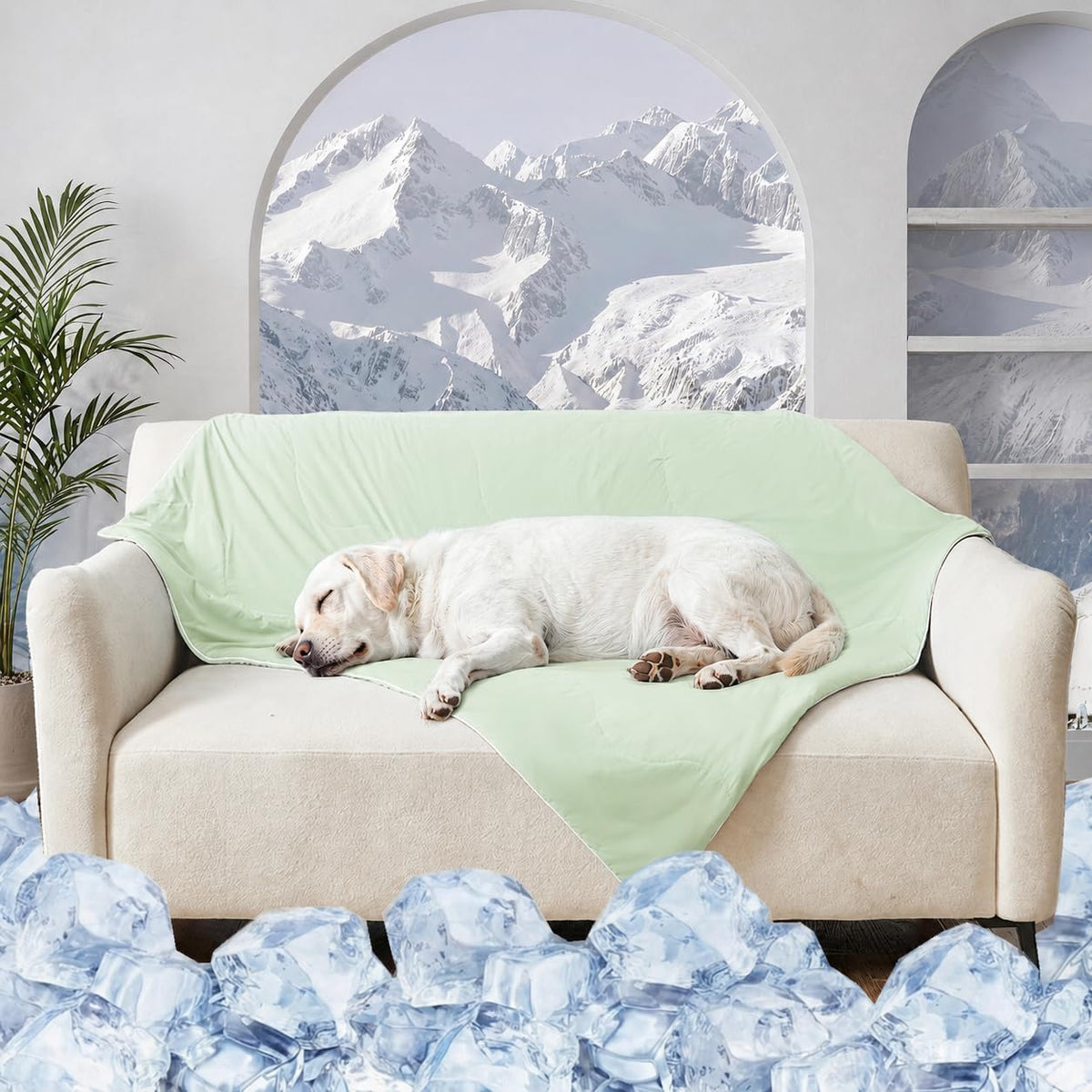 Cooling Blanket for Dogs. Dog Cooling Blankets for Large Dogs, Breathable Cooling Fabric, Cold Washable, Cooling Dog Blanket Durable Scratch-Resistant Soft Fabric for All Seasons, Leafy Green