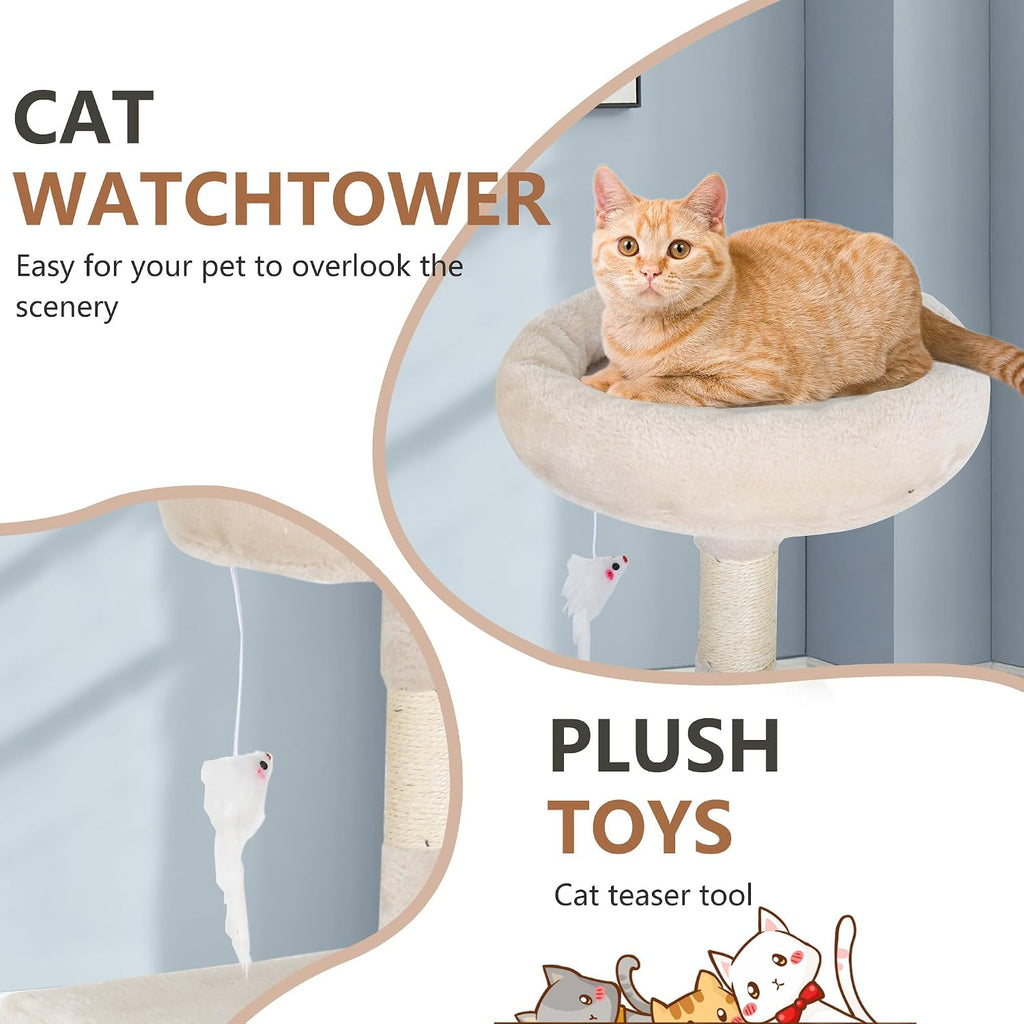 FDW | 36" Cat Tree Tower | Beige | Multi-Level Indoor Activity Center