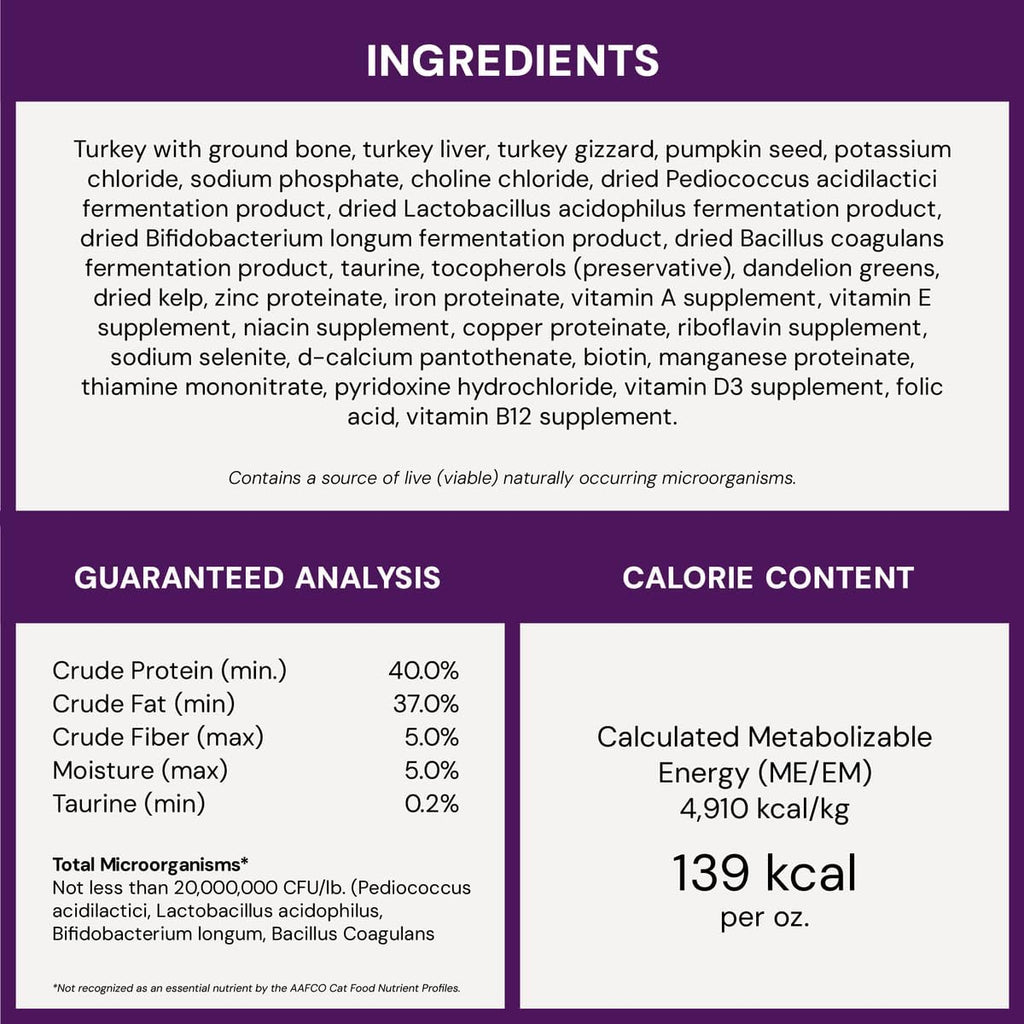 Stella & Chewy's Freeze-Dried Raw Cat Dinner Morsels - Premium Turkey Recipe with 98% Farm-Raised Meat & Organs - Natural Grain-Free Cat & Kitten Food - Made in USA - 8 oz