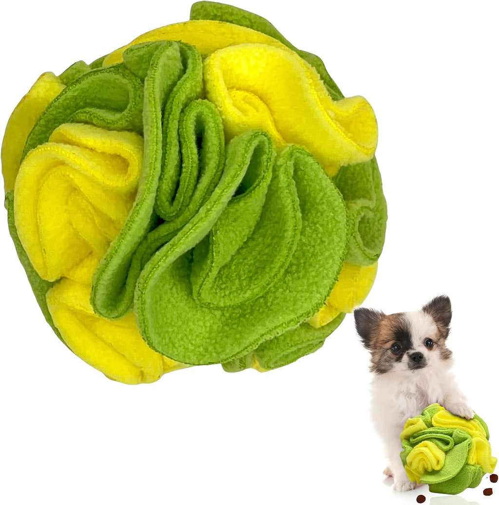 Glory To Dog Puppy/Small Breed Snuffle Dog Puzzle Ball Toy Yellow and Green