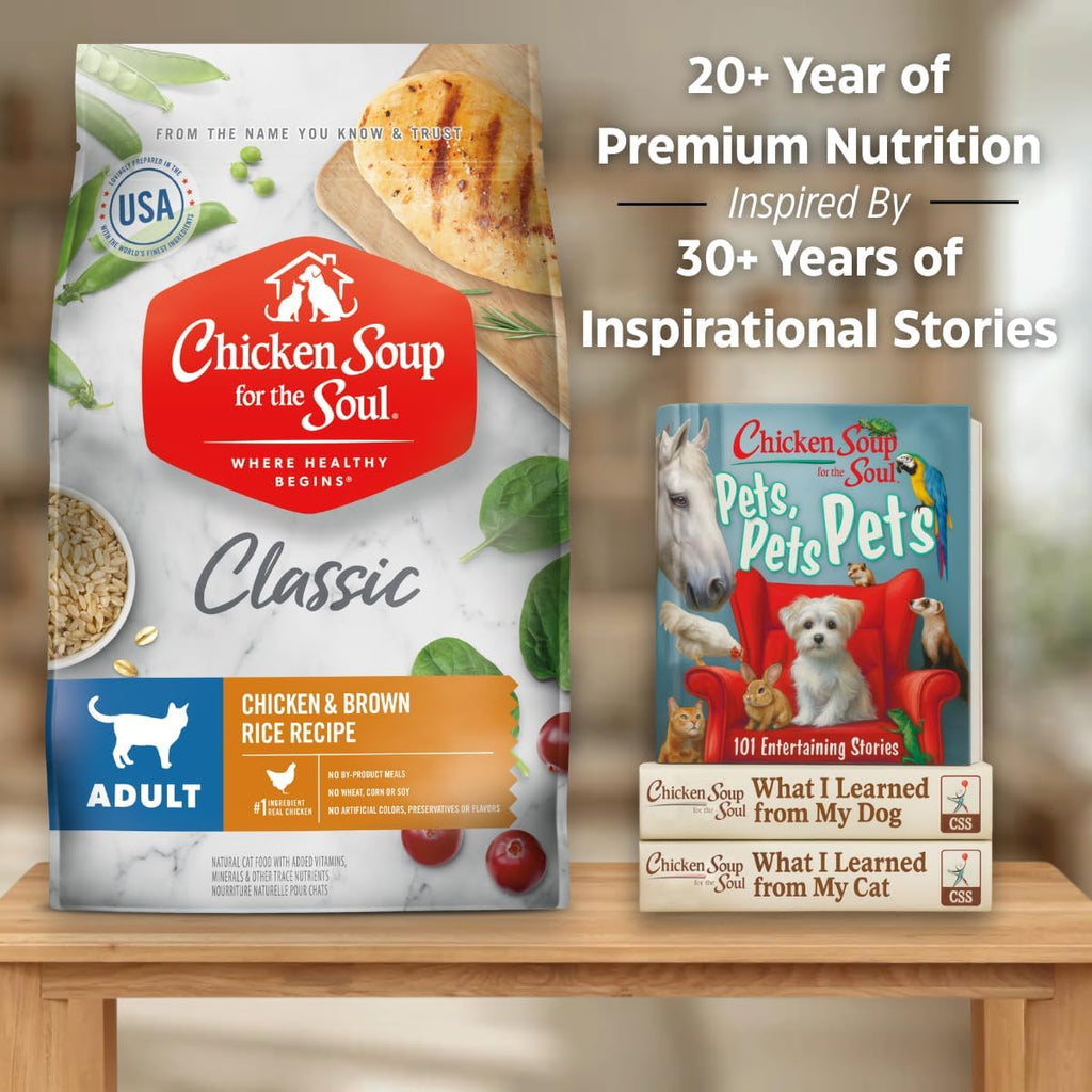 Chicken Soup for the Soul All Natural Premium Adult Dry Cat Food, Real Meat First Ingredient, No By-Products, Supports Heart, Gut & Immune Health, Chicken & Brown Rice, 4.5lb (Pack of 2)