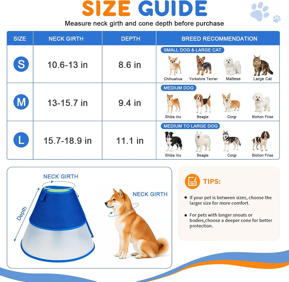 Soft Dog Cone Collar for Medium Dogs, Adjustable Recovery Collar to Stop Licking, Comfortable E-Collar Alternative After Surgery, M