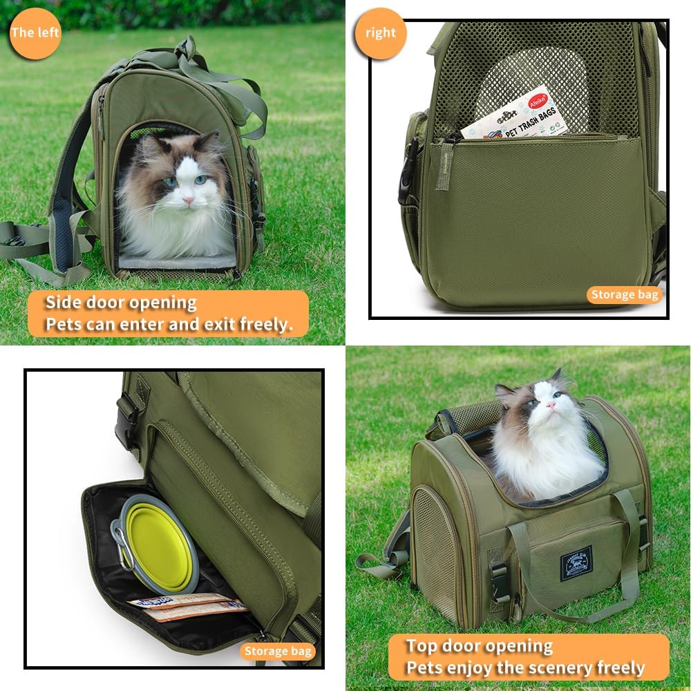 Pet Backpack Carrier for Small Dogs Medium Cats, Puppies,Breathable and Collapsible Design, Portable Travel Bag for Bearded Dragon,Rabbit Cage