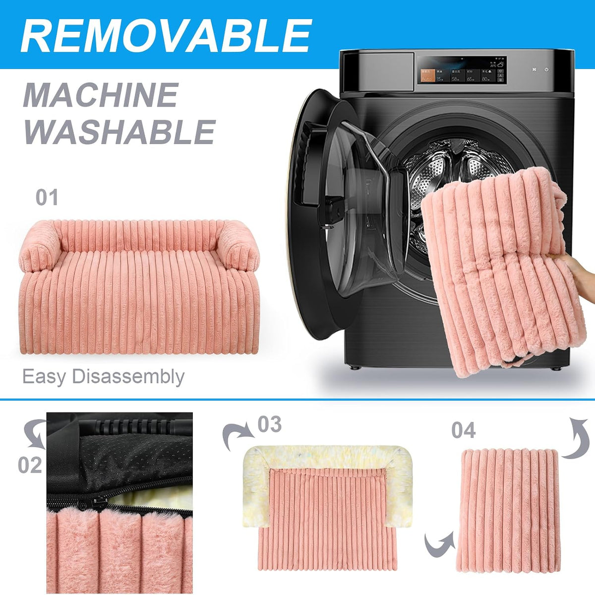 Dog Couch Bed, Couch Cover for Dogs Washable, Dog Bed for Couch(Pink, L)